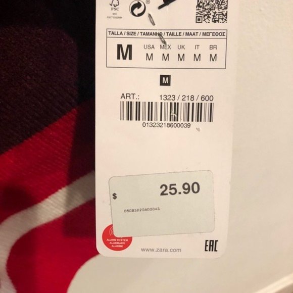 Rare Zara size medium scarf burgandy and red white - Picture 4 of 8